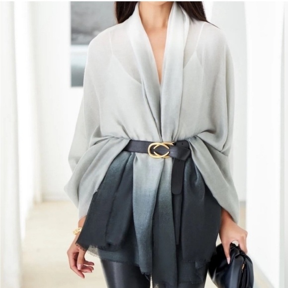 CUSHNIE One Size Grey Horizon Ombre Scarf Retails $150 - Picture 1 of 4
